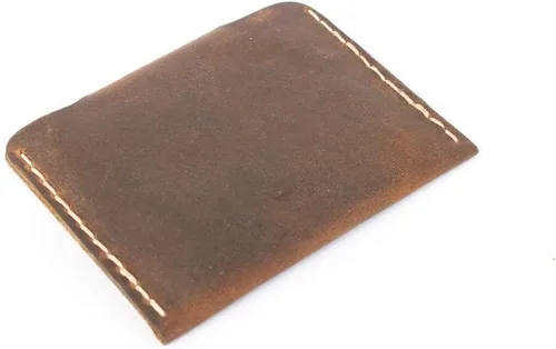 Vista 3 de Handmade Crazy Horse Leather Retro Card Case Small Coin Purse Leather Small Top Layer Cowhide Snap Buckle