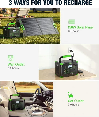 Vista 7 de GRECELL - Generador solar portátil de 1000 W, 999 Wh con salida USB-C PD de 60 W, salida de CA de onda sinusoidal pura de 110 V, batería de litio