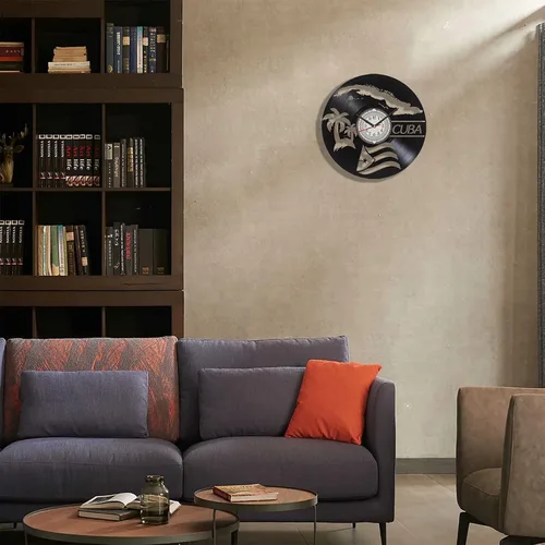 Vista 2 de Cuba - Reloj de pared de vinilo para decoración del hogar, 12 pulgadas, regalos de recuerdo de viaje