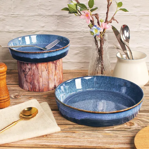 Vista 4 de Platos de porcelana para gratinar, aptos para microondas y horno, cazuelas, juego de platos gratinados para lasaña y zapateros, 17 onzas, 7.9