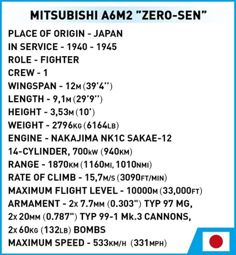 Vista 9 de COBI Colección Histórica Segunda Guerra Mundial Mitsubishi A6M2 Zero-SEN Plane