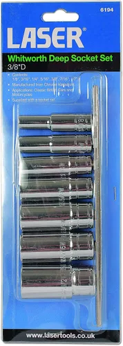 Vista 3 de Laser 6194 Whitworth Juego de llaves de vaso profundo 3/8" D 7pc