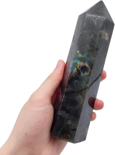 Vista 9 de Torre de turmalina negra con 6 facetas de cristal curativo Varita de 0.5 a 1 libras para meditación, colección Reiki, decoración del hogar
