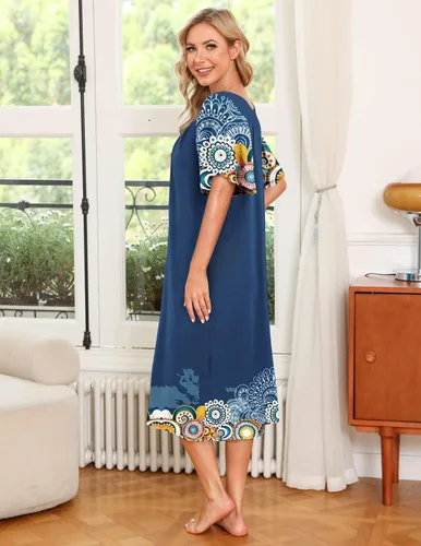 Vista 4 de Ekouaer Vestido de casa con bolsillos para mujer