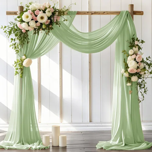Vista 13 de LINXTAR 1 panel de tela para arco de boda, 1 panel de 30 x 18 pies, cortina de arco de gasa transparente azul bebé para cabina de fotos, despedida