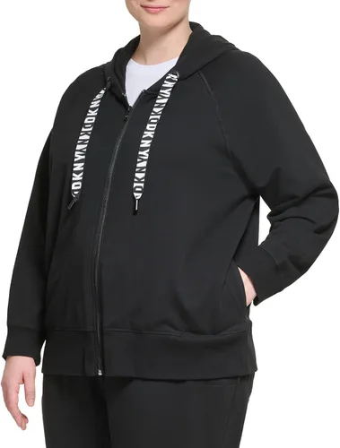 Vista 5 de DKNY Suéter con capucha y cremallera de rizo cómodo para mujer