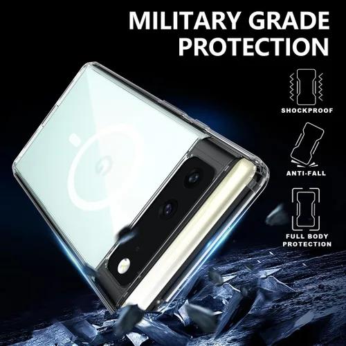 Vista 6 de TIANNIUKE Funda Magnética para Google Pixel 6, Transparente y Resistente al Amarilleo, Compatible con MagSafe, Funda Protectora Antigolpes de Ajuste