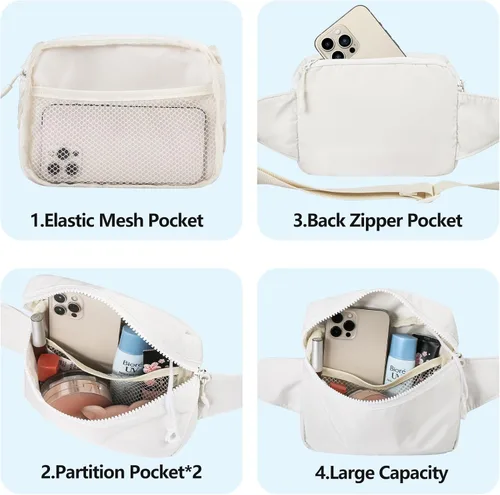 Vista 3 de Bolsa de Cintura Frenou Riñonera de Moda para Mujeres y Hombres, Riñonera con Correa Ajustable para Regalo, Riñonera para Viaje, Correr, Senderismo