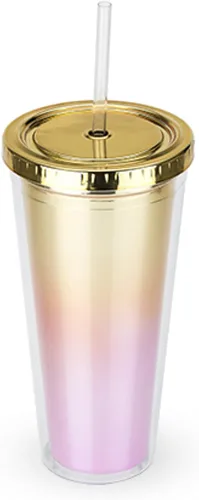 Vista 10 de Blush Lindo vaso iridiscente para bebida, reutilizable, a prueba de fugas, para viajes, plástico transparente, delgado, taza de café helado