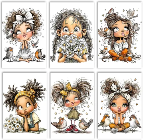 Vista 10 de Paquete de 6 pinturas por números para mujeres sudafricanas para adultos, principiantes, músicos negros, kits de pintura al óleo sobre lienzo