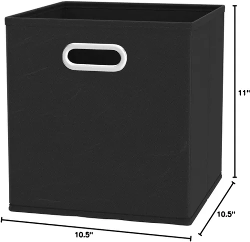 Vista 5 de Amazon Basics Contenedores organizadores de almacenamiento en forma de cubo plegables, paquete de 6, 10.5 x 10.5 x 11 pulgadas, negro