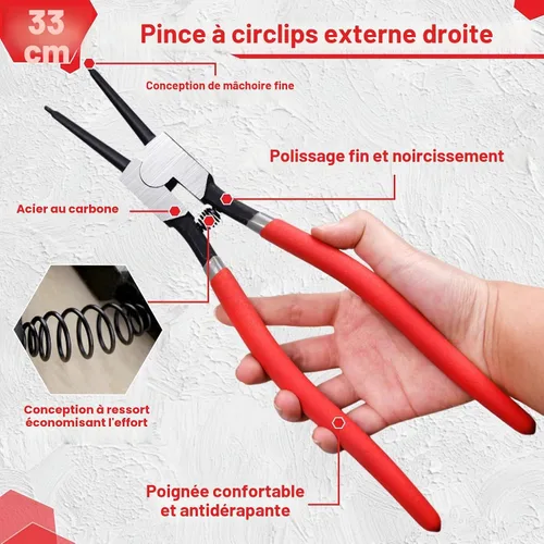 Vista 2 de Alicates de Anillo de Presión de 13 Pulgadas de Servicio Pesado Alicates de Circlip Externos Punta de Mandíbula Recta Diámetro 0.12" para Instalar