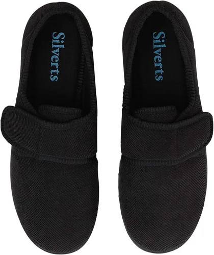 Vista 5 de Silverts - Zapatillas para hombre con cierre ajustable y suave, cómodas, color azul marino y negro