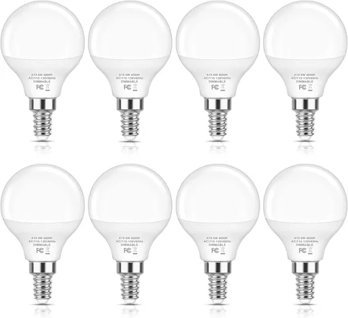 Vista 13 de Brightever Bombillas LED A15 E12 de 6 W regulables, equivalente a 60 W 2700K blanco cálido