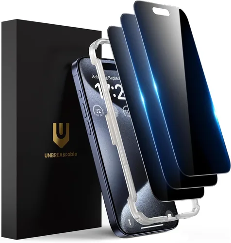 Vista 17 de UNBREAKcable Protector de pantalla de privacidad para iPhone 15-3 Pack