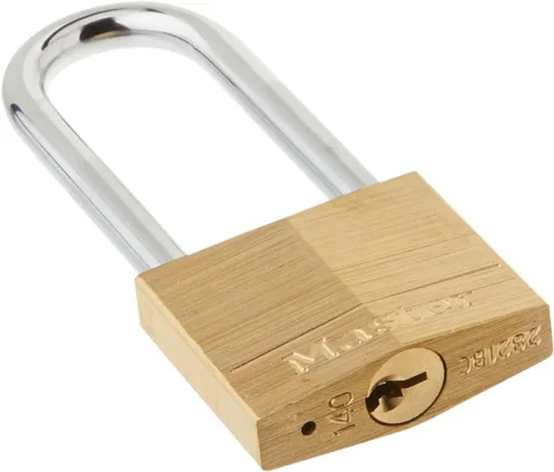 Vista 5 de Master Lock Candado, cerradura de latón macizo, 1-9/16 pulgadas de ancho, 140QLH (paquete de 4 llaves similares)