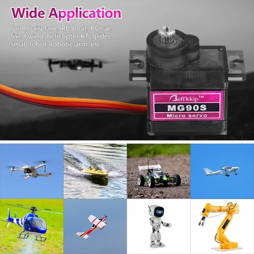 Vista 6 de 2 piezas MG90S 9g Micro Servo Motor Metal Gear para RC Robot Coche Avión Helicóptero Mini Servos para Arduino Proyecto