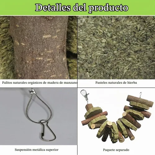 Vista 5 de PINVNBY Juguetes masticables de conejo para dientes, madera de fruta orgánica natural, conejos de jaula molar para chinchillas, conejillos