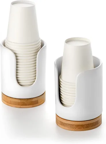 Vista 13 de Dispensador de tazas de baño de cerámica, soporte desechable de papel y plástico de 3 onzas, dispensador de tazas de enjuague bucal para baño