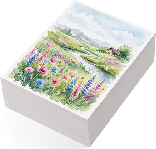 Vista 10 de 240 hojas de papel de acuarela a granel, papel de prensa en frío de 110 lb/230 GSM, papel de color de agua blanca para dibujar tarjetas de regalo