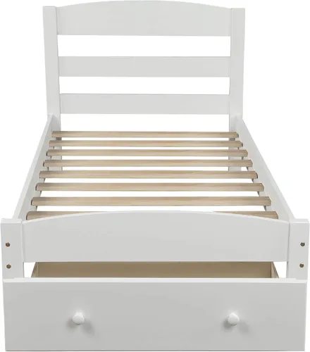 Vista 7 de Harper & Bright Designs Cama de plataforma de tamaño individual, marco de cama individual de madera con cajón de almacenamiento y soporte