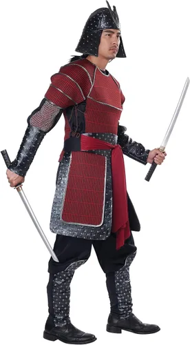 Vista 2 de Disfraz de guerrero samurái para hombre, Rojo