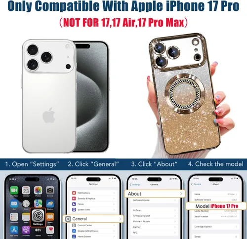 Vista 166 de Misscase Funda magnética con purpurina para iPhone 11 compatible con MagSafe, protección completa, delgada, a prueba de golpes, antiarañazos