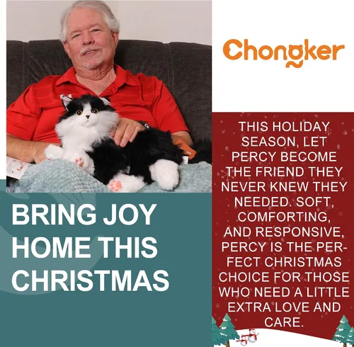 Vista 8 de Chongker - Robot interactivo compañero para mascotas, animales de peluche con peso hechos a mano, juguete de peluche con respuesta de voz, latido