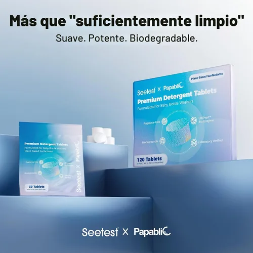 Vista 4 de Papablic Tabletas mejoradas para lavar biberones, 120