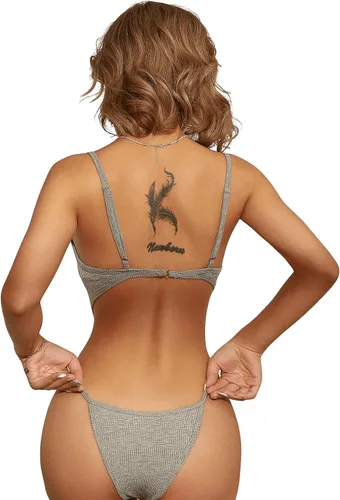 Vista 2 de SOLY HUX Body de peluche con tirantes delgados para mujer gris