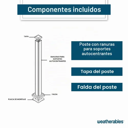 Vista 4 de Weatherables Kit de poste de barandilla de aluminio – Kit de poste de aluminio para kits de barandillas Arlington, Georgetown y Cornell, fabricado