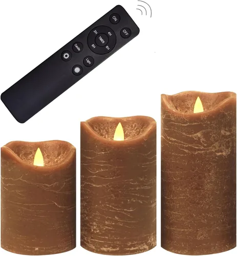 Vista 6 de CANDLE CHOICE Velas sin llama que cambian de color a pilas con temporizador remoto, cera real, parpadeante, eléctrica, multicolor, luces LED