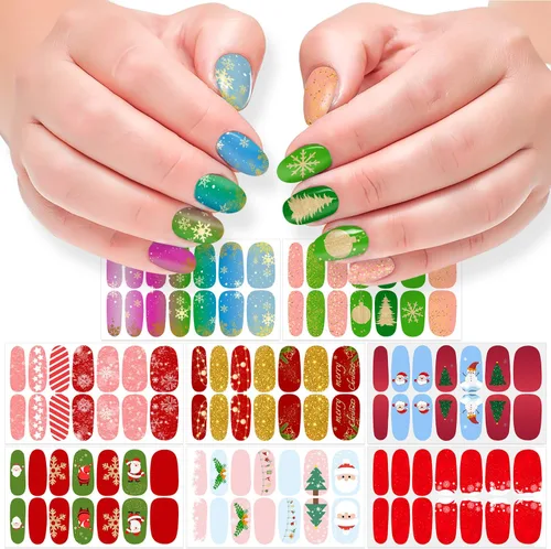 Vista 8 de 8 hojas de calcomanías de esmalte de uñas de Halloween, calcomanías de esmalte de uñas para festivales, tiras de esmalte de uñas para mujeres