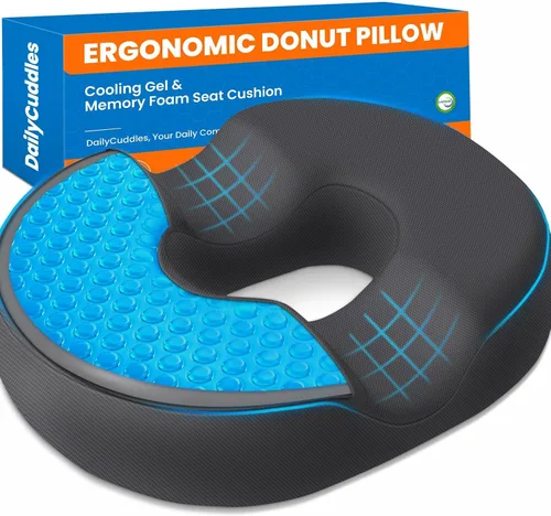 Vista 10 de Donut Pillow Cojín de espuma viscoelástica de gel refrescante, grande, color negro