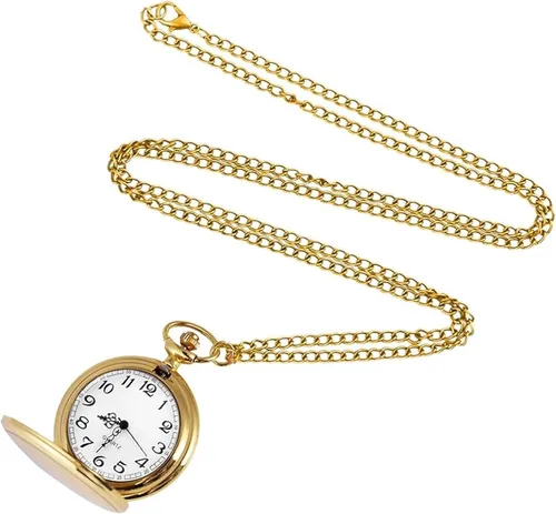 Vista 4 de alladaga Juego de 2 relojes de bolsillo clásicos con cadena para hombre y mujer