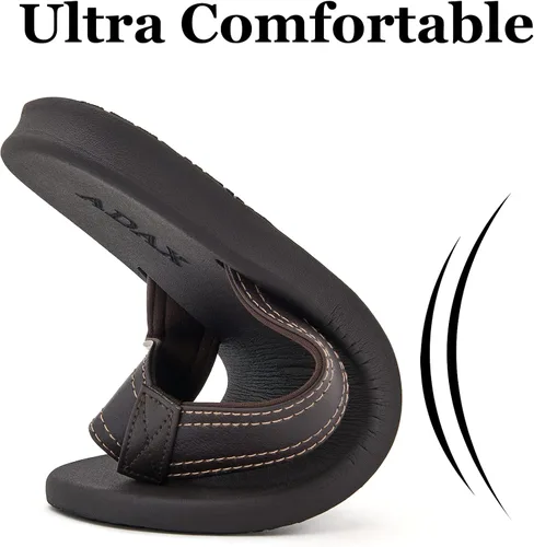 Vista 5 de ADAX Sandalias de cuero cómodas para hombre, antideslizantes, con cojín deportivo para playa, sandalias de tanga