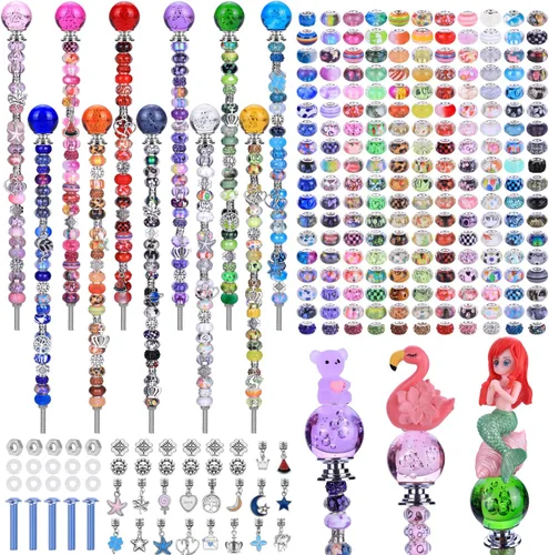 Vista 24 de Kit de 158 piezas de varitas de hadas de bricolaje para jardín, múltiples esquemas de color con cuentas europeas, cristales y puntas de diamante