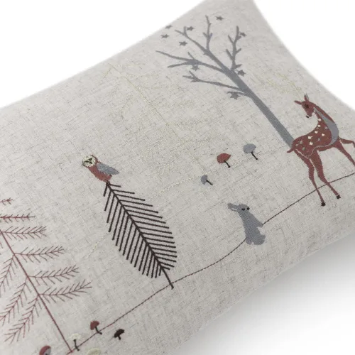 Vista 3 de JWH Fundas de almohada con diseño de ciervos navideños, bonitos árboles, conejo, hongos, funda de almohada decorativa de lino, cojín decorativo