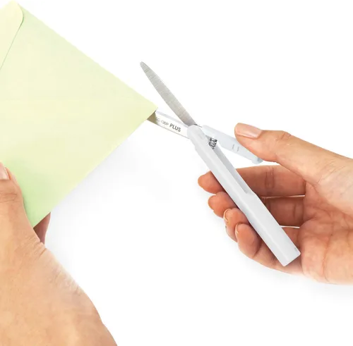 Vista 6 de Plus Tijeras Compactas Estilo Bolígrafo Twiggy con Tapa, Blanco