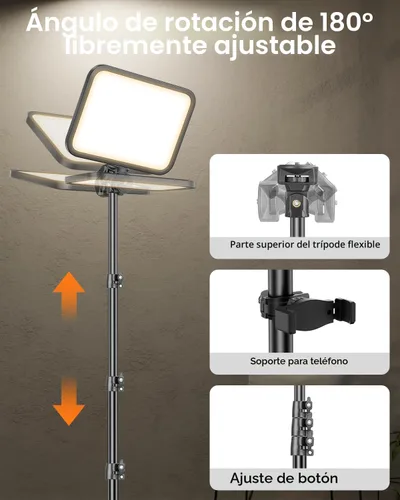 Vista 7 de Torjim Kit de luz de video de 11 pulgadas para creadores, luces de estudio de alto brillo de 24 W con soporte de trípode, soporte para teléfono