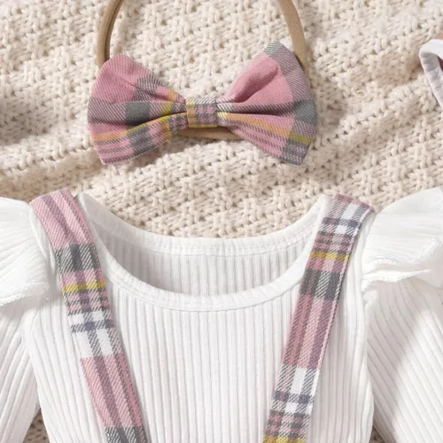 Vista 84 de Unutiylo Ropa de bebé recién nacida prematura con tirantes, traje de otoño e invierno, traje de manga larga con volantes