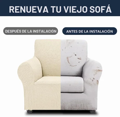 Vista 5 de Cupuamon Funda elástica para sofá de 1 plaza, funda protectora de muebles con parte inferior elástica de tela jacquard a cuadros pequeños para Beige