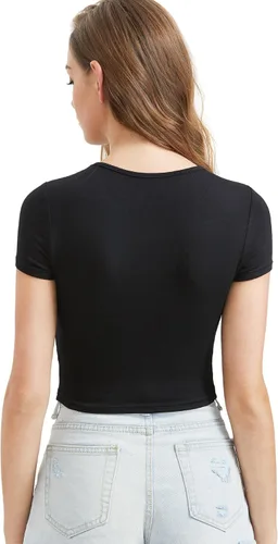 Vista 4 de SweatyRocks - Ombliguera básica de manga corta y cuello redondo para mujer.
