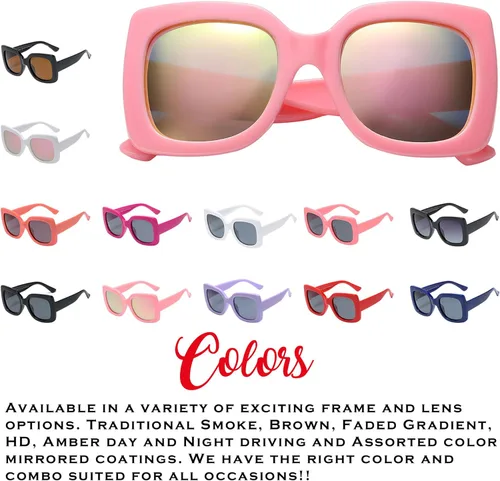 Vista 5 de PolarSpex Gafas de sol polarizadas cuadradas elásticas de gran tamaño para niñas, sin BPA