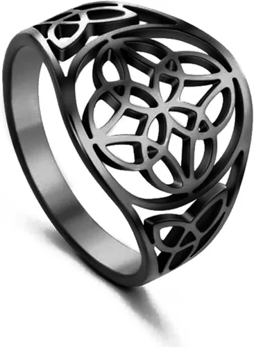 Vista 25 de TEAMER Anillo de nudo de brujas, amuleto celta de acero inoxidable, joyería vintage para mujer