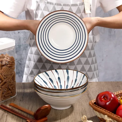 Vista 7 de Zopeal Juego de 4 tazones de cerámica para ramen de 40 onzas con palillos, cucharas y estantes de cerámica asiática para sopa Udon Soba Pho, fideos