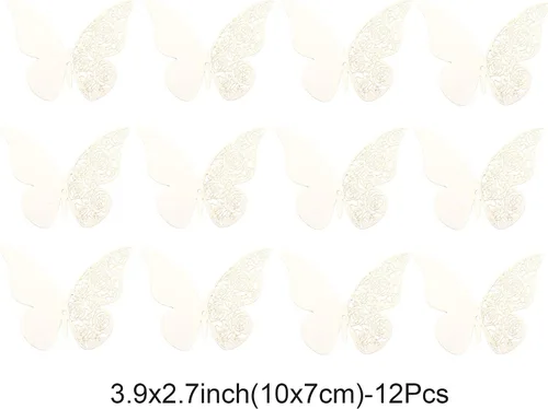 Vista 2 de 12 calcomanías de pared de mariposa 3D, decoración de pared de bricolaje, mariposas de papel extraíbles, decoración de dormitorio de niños y boda