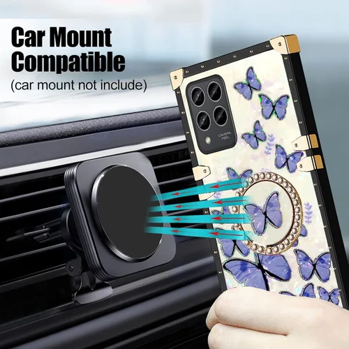 Vista 6 de Funda para Revvl 6 Pro para mujer, elegante funda protectora de TPU con función atril para Revvl 6 Pro (mariposa púrpura)