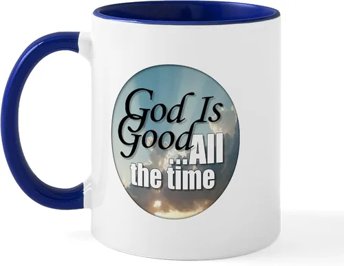 Vista 6 de CafePress Taza de café de cerámica de 11 oz (11.0 fl oz) con texto en inglés "God Is Good