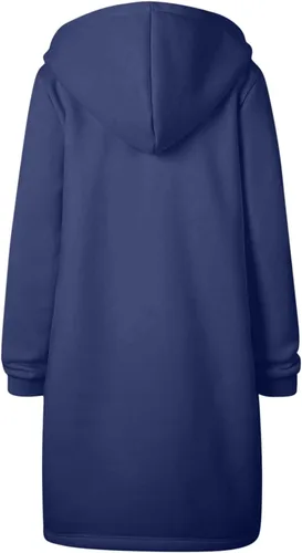 Vista 3 de DOLKFU Sudaderas con capucha de manga larga para mujer, color liso, con cremallera, con cordón, holgada, con bolsillo, para mujer